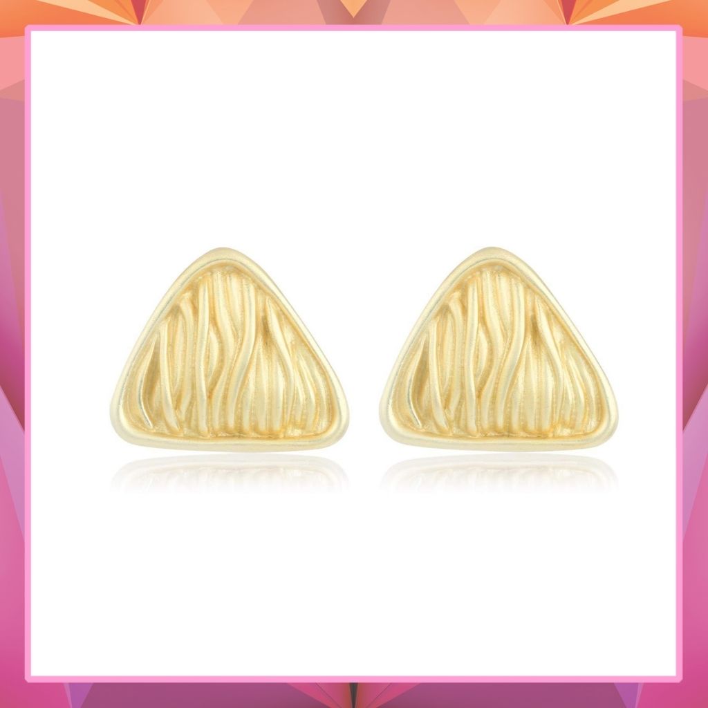 Estele - Imitation Gold Tone Plated Triangle Modal textured stud Earrings for women