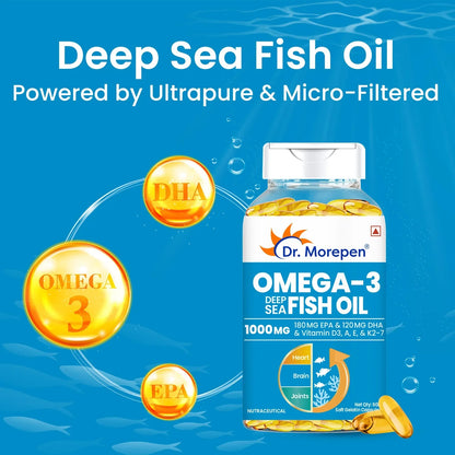 Dr Morpen Iron & Zinc + Omega-3 Deep Sea Fish Oil 1000Mg Combo