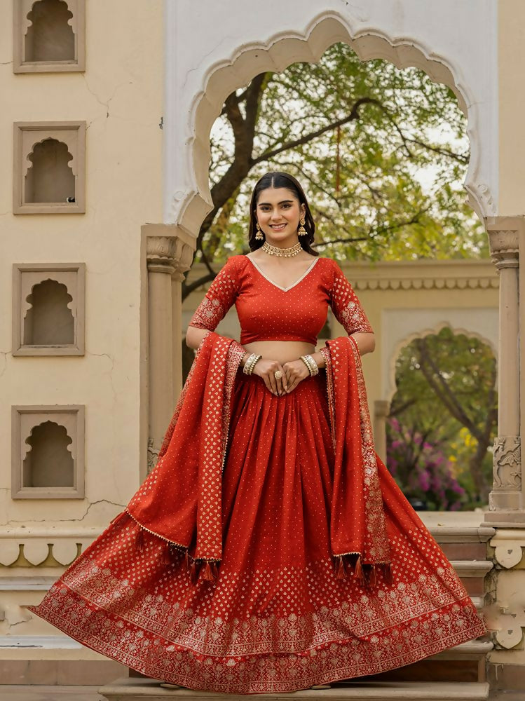 Lehenga Mart Orange Designer Wedding Wear Lehenga Choli