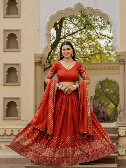 Lehenga Mart Orange Designer Wedding Wear Lehenga Choli