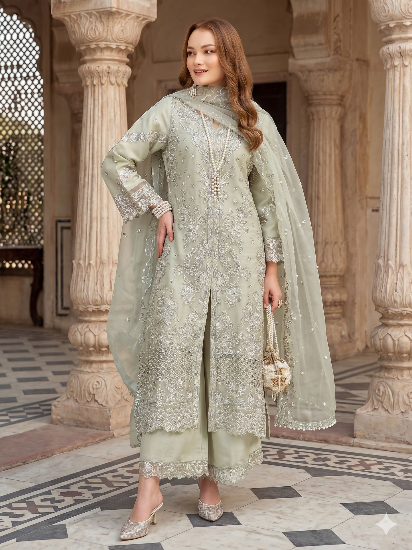 Teeya Creation Womens New Net With Heavy Embroiedery With Sequence Work Green Kurta Set