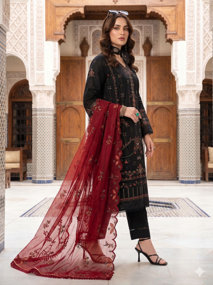 Teeya Creation Womens New Net With Heavy Embroiedery With Sequence Work Black Kurta Set