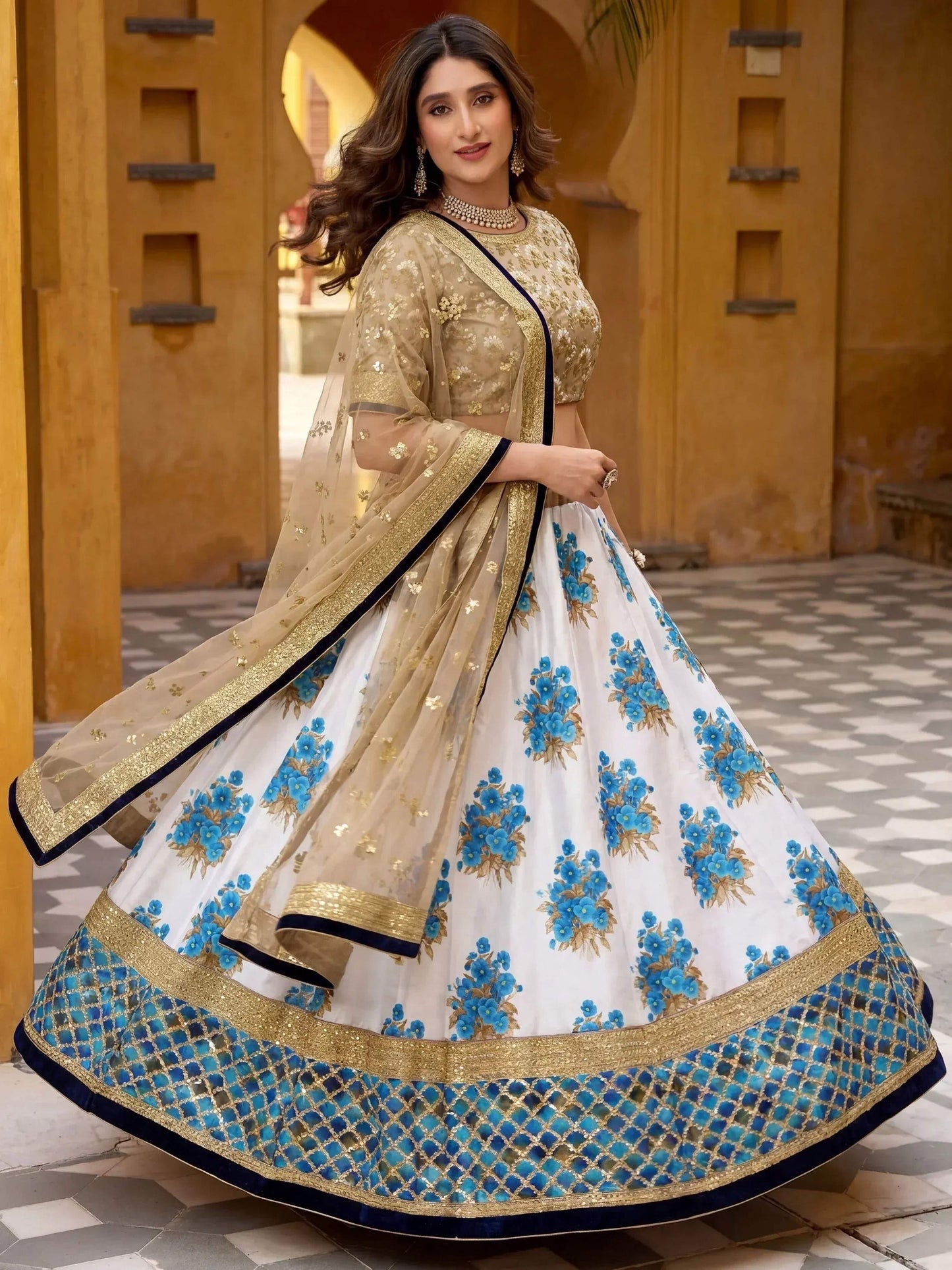 Tulsi Art Awesome Multi-Color Embroidered Silk Sangeet Wear Lehenga Choli