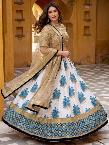 Tulsi Art Awesome Multi-Color Embroidered Silk Sangeet Wear Lehenga Choli