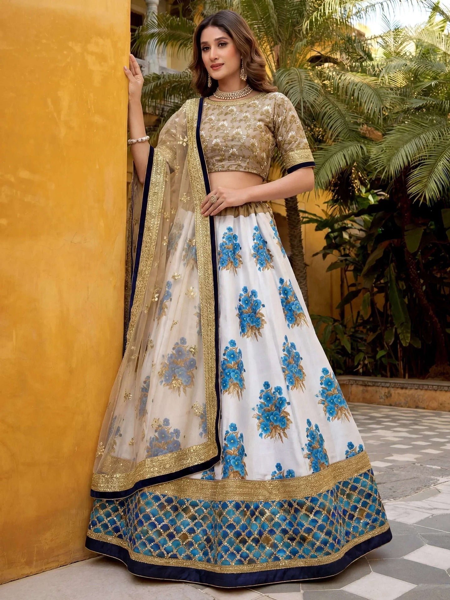 Tulsi Art Awesome Multi-Color Embroidered Silk Sangeet Wear Lehenga Choli