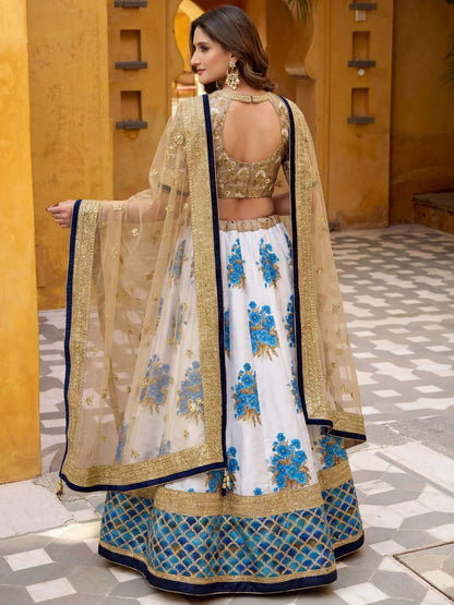 Tulsi Art Awesome Multi-Color Embroidered Silk Sangeet Wear Lehenga Choli
