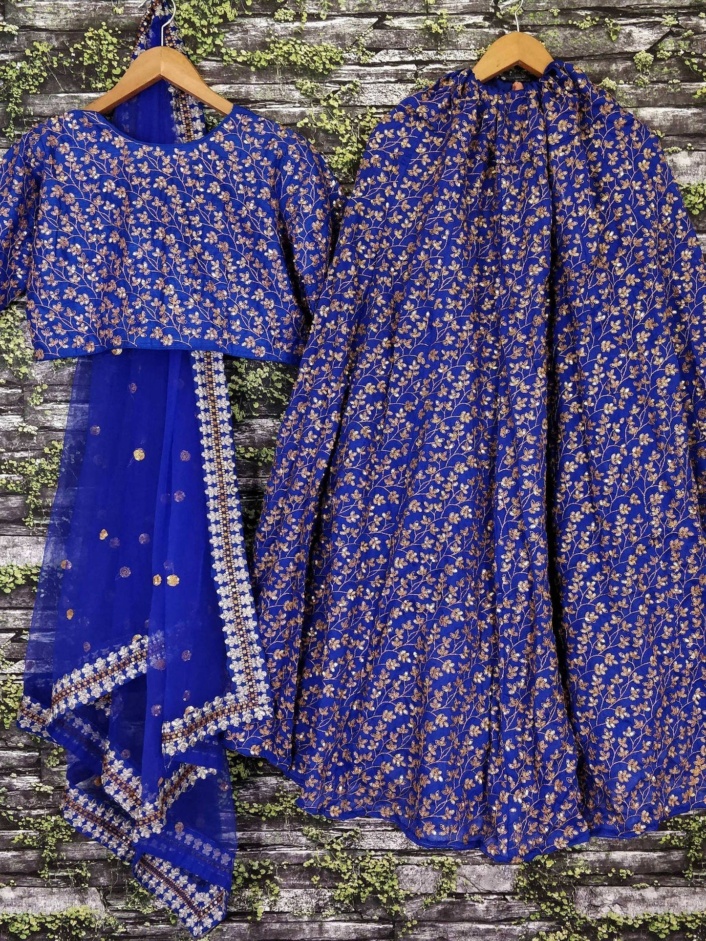 Tulsi Art Blue Zari Embroidered Silk Bridal Lehenga Choli