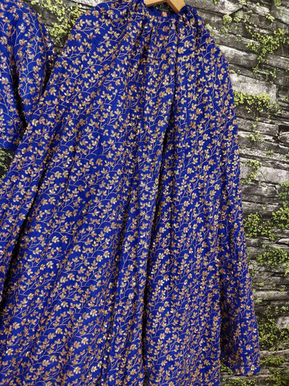 Tulsi Art Blue Zari Embroidered Silk Bridal Lehenga Choli