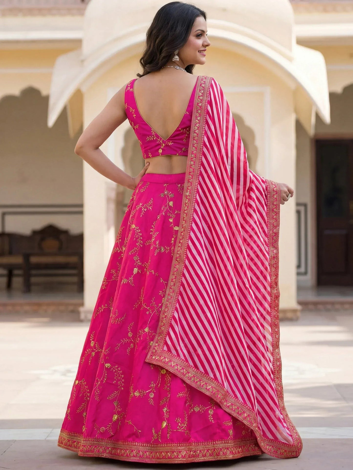 Tulsi Art Fantastic Pink Embroidered Silk Function Wear Lehenga Choli