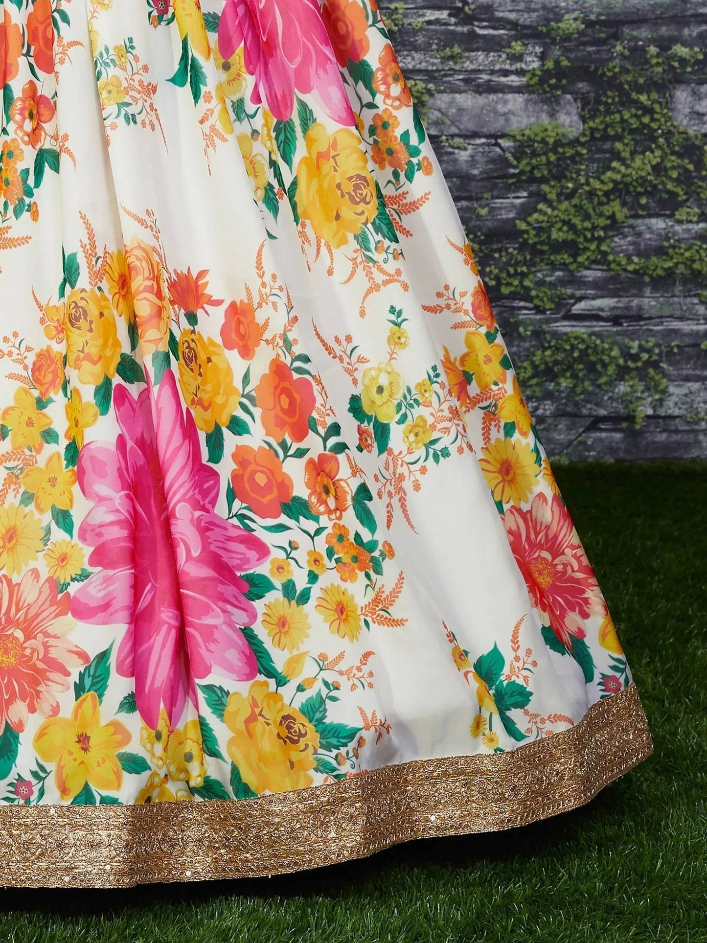 Tulsi Art Karishma Kapoor Off-White Floral Digital Printed Organza Bridal Lehenga Choli