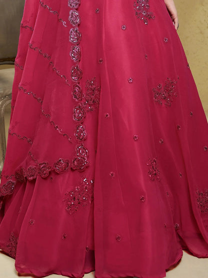 Tulsi Art Stunning Pink Sequins Georgette Engagement Wear Lehenga Choli