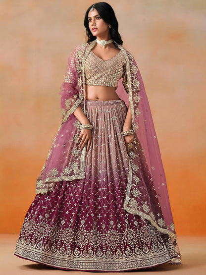 Tulsi Art Lovely Pink Georgette Engagement Wear Lehenga Choli