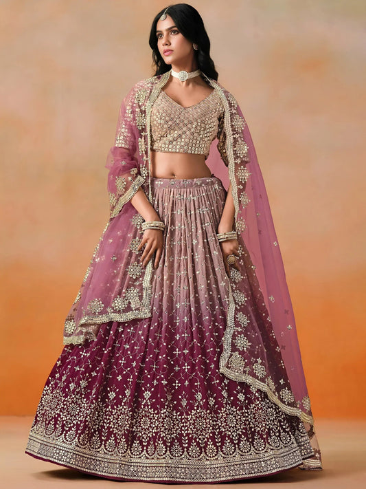 Tulsi Art Lovely Pink Georgette Engagement Wear Lehenga Choli