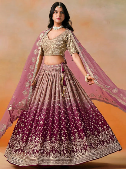 Tulsi Art Lovely Pink Georgette Engagement Wear Lehenga Choli