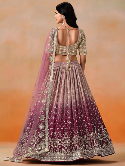 Tulsi Art Lovely Pink Georgette Engagement Wear Lehenga Choli