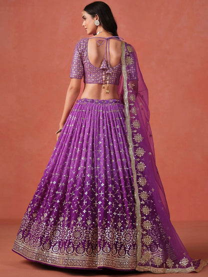 Tulsi Art Charming Purple Sequins Work Wedding Wear Lehenga Choli