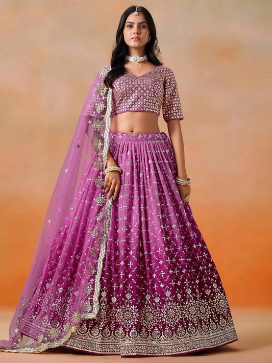 Tulsi Art Mesmerizing Pink Embroidered Bridesmaids Lehenga Choli