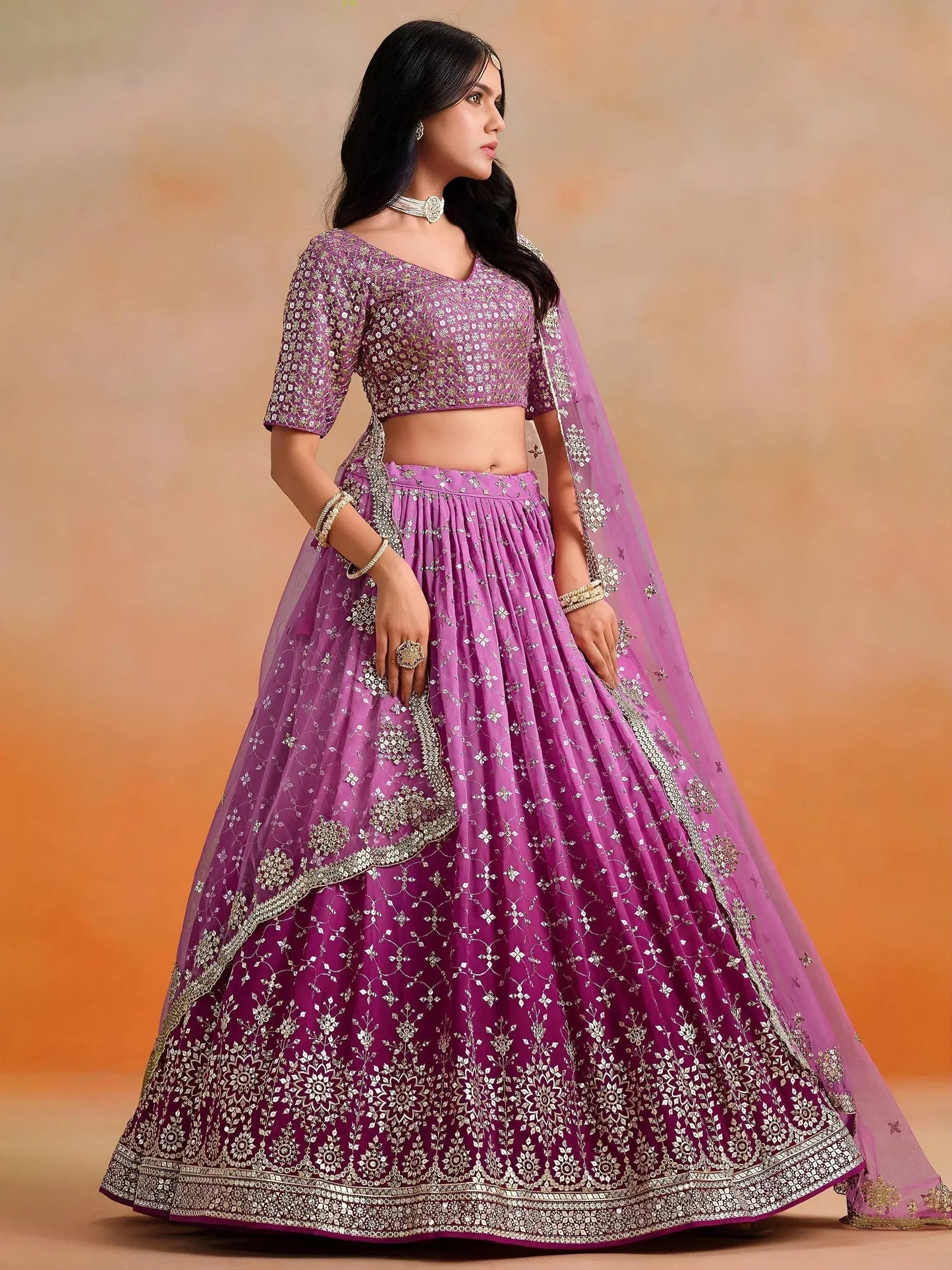 Tulsi Art Mesmerizing Pink Embroidered Bridesmaids Lehenga Choli
