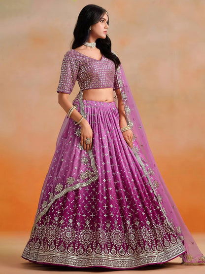 Tulsi Art Mesmerizing Pink Embroidered Bridesmaids Lehenga Choli