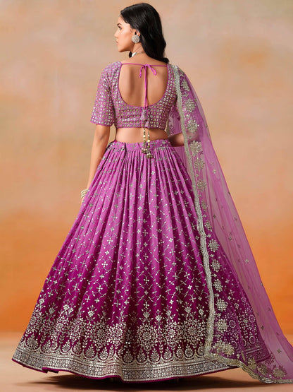 Tulsi Art Mesmerizing Pink Embroidered Bridesmaids Lehenga Choli