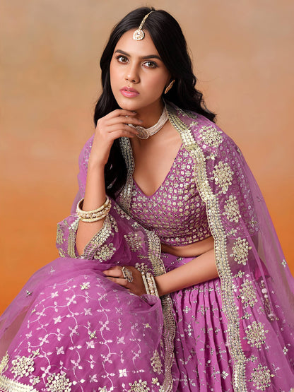 Tulsi Art Mesmerizing Pink Embroidered Bridesmaids Lehenga Choli