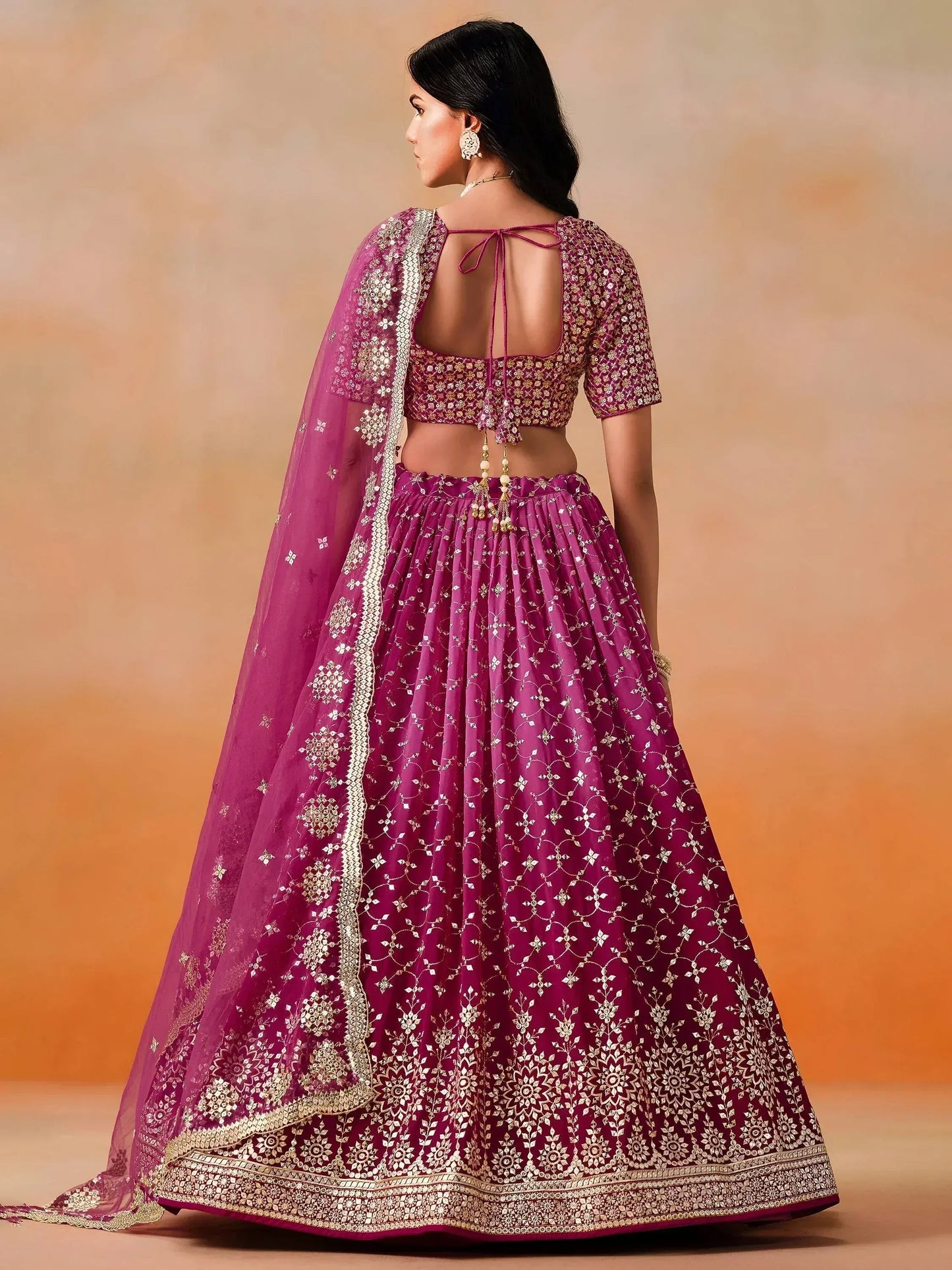 Tulsi Art Alluring Rose Pink Zari Work Sangeet Wear Lehenga Choli