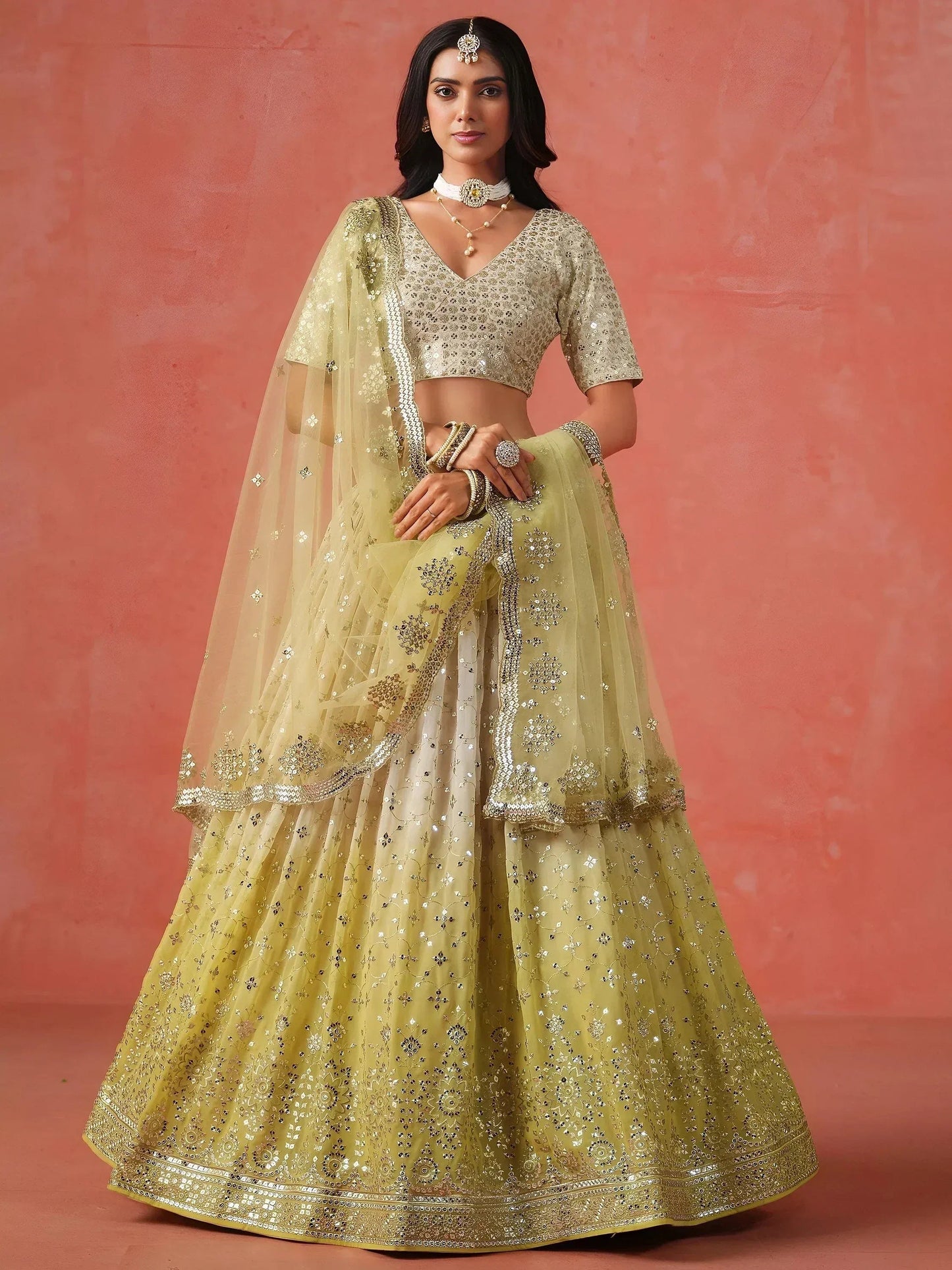 Tulsi Art Adorning Yellow Georgette Haldi Wear Lehenga Choli With Dupatta