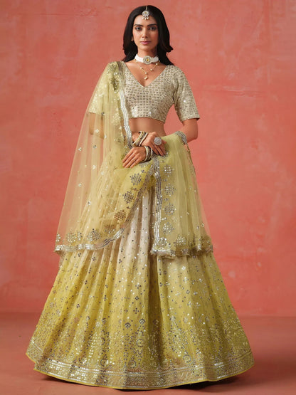 Tulsi Art Adorning Yellow Georgette Haldi Wear Lehenga Choli With Dupatta