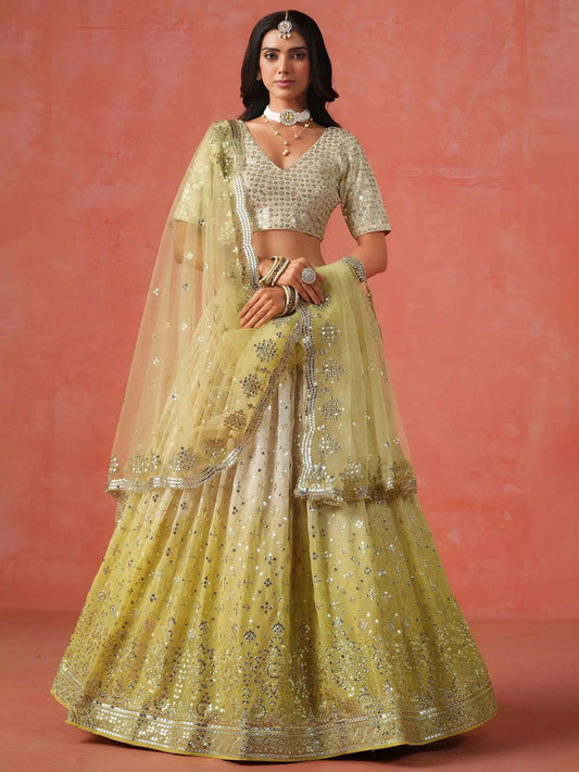Tulsi Art Adorning Yellow Georgette Haldi Wear Lehenga Choli With Dupatta