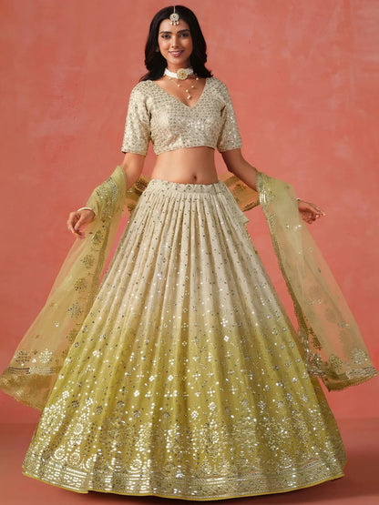 Tulsi Art Adorning Yellow Georgette Haldi Wear Lehenga Choli With Dupatta