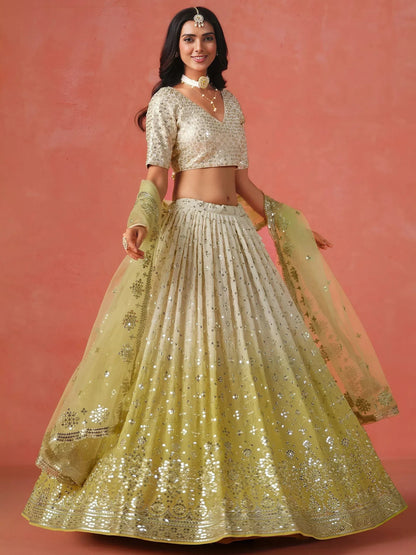 Tulsi Art Adorning Yellow Georgette Haldi Wear Lehenga Choli With Dupatta