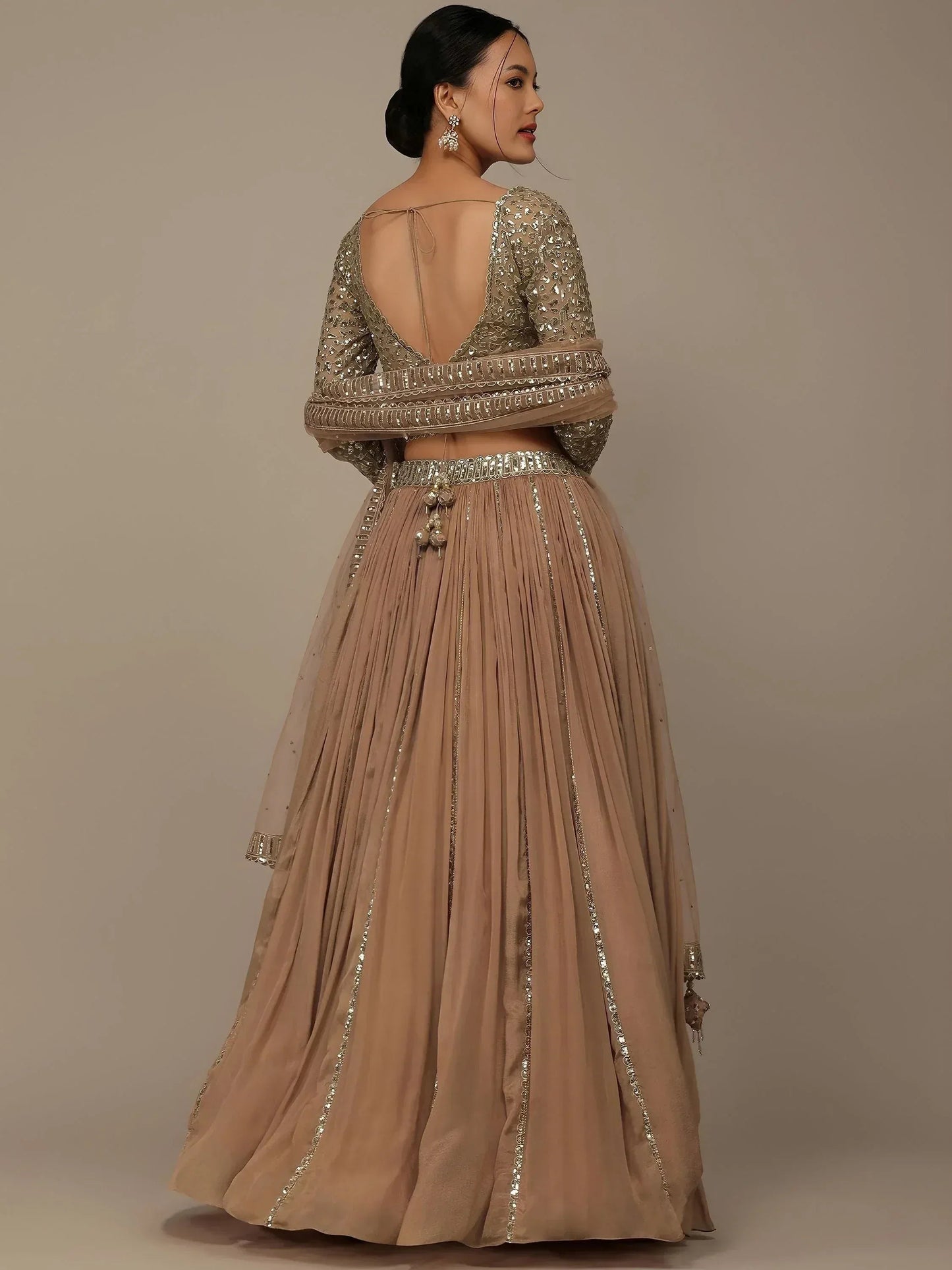 Tulsi Art Gorgeous Beige Sequins Georgette Party Wear Lehenga Choli