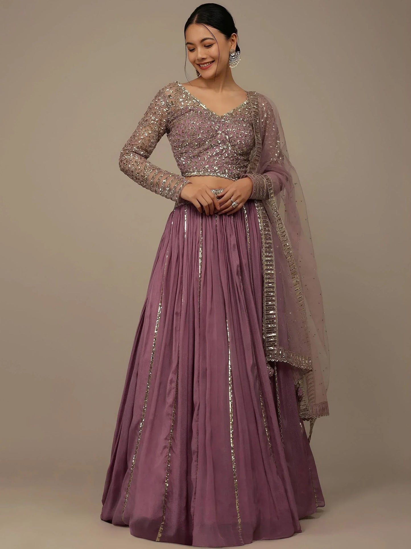 Tulsi Art Glamorous Pink Sequins Georgette Reception Wear Lehenga Choli