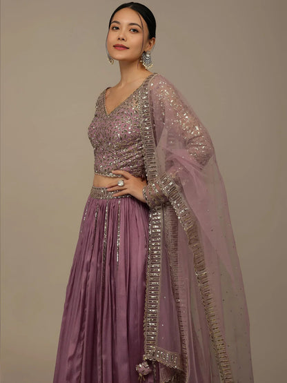 Tulsi Art Glamorous Pink Sequins Georgette Reception Wear Lehenga Choli