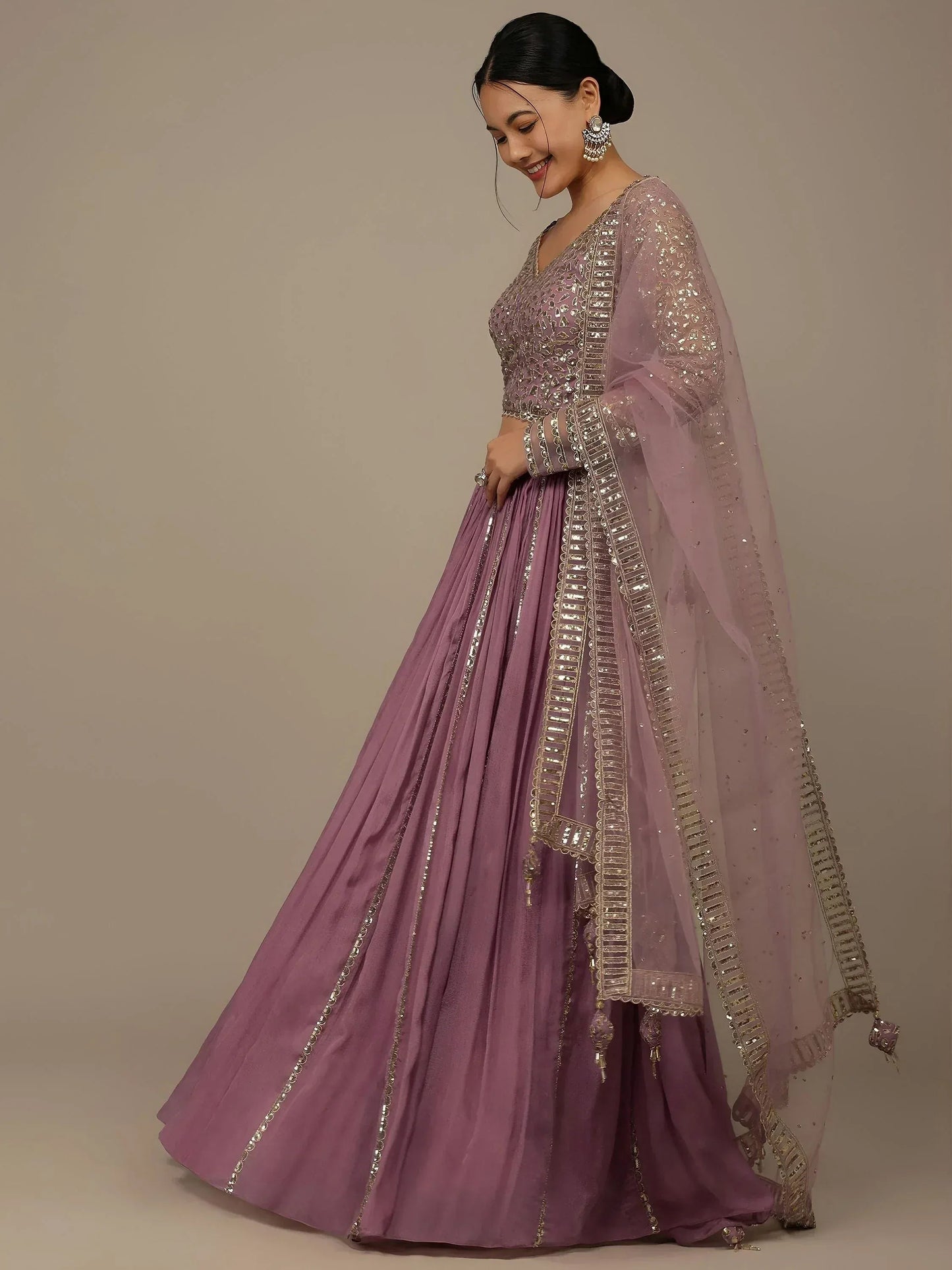 Tulsi Art Glamorous Pink Sequins Georgette Reception Wear Lehenga Choli