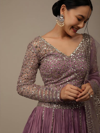 Tulsi Art Glamorous Pink Sequins Georgette Reception Wear Lehenga Choli
