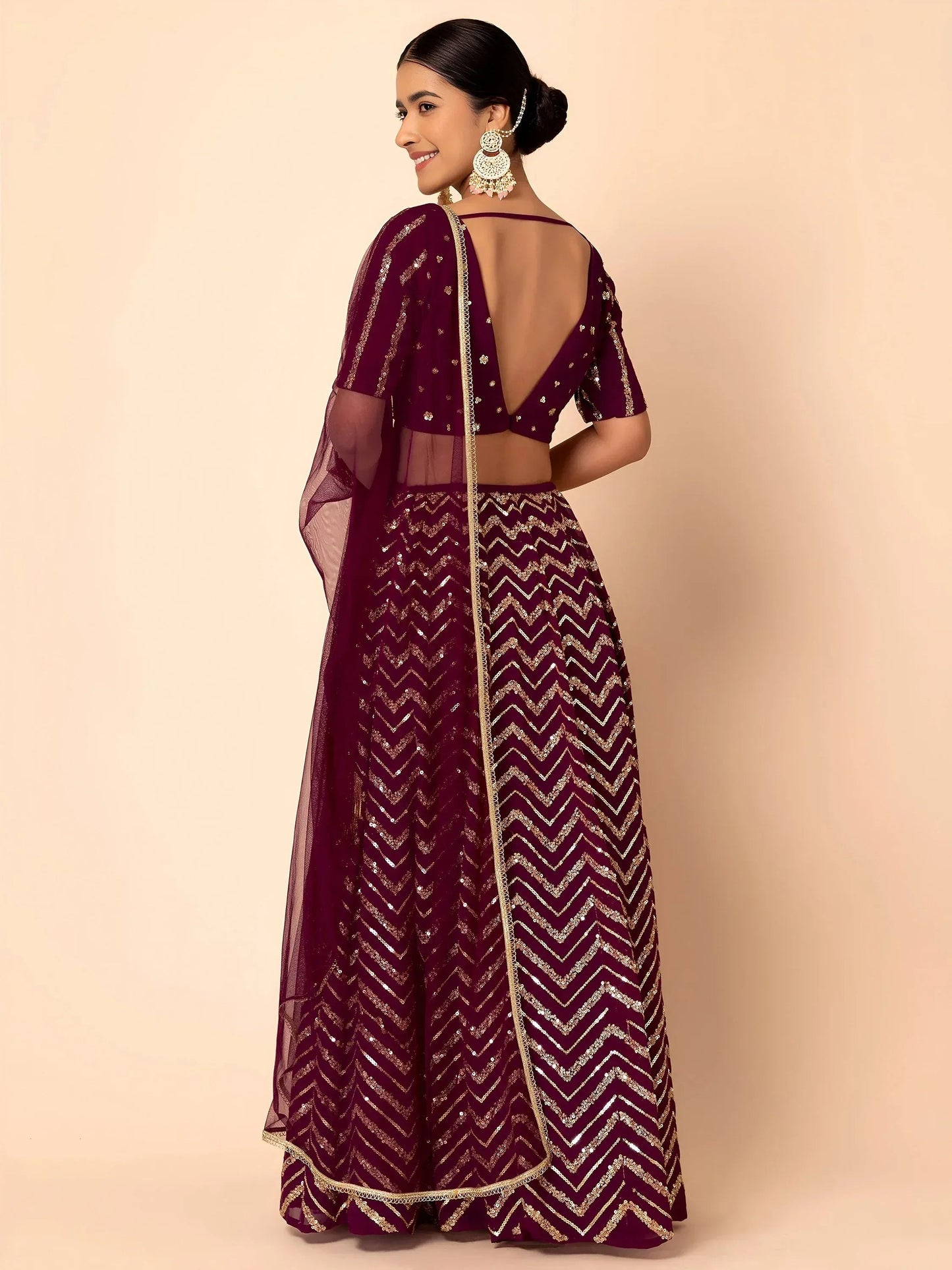 Tulsi Art Charming Maroon Zari Embroidered Georgette Wedding Lehenga Choli