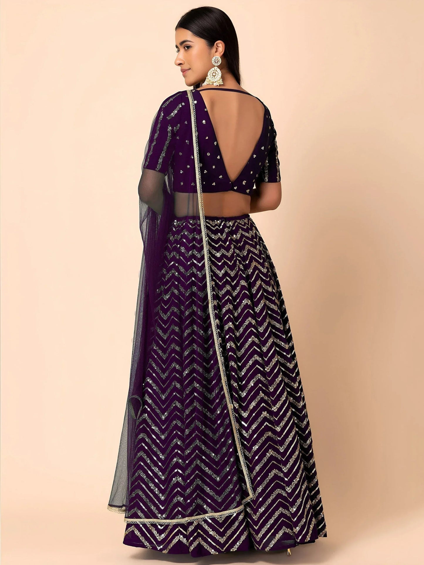 Tulsi Art Enchanting Purple Zari Embroidered Georgette Party Wear Lehenga Choli