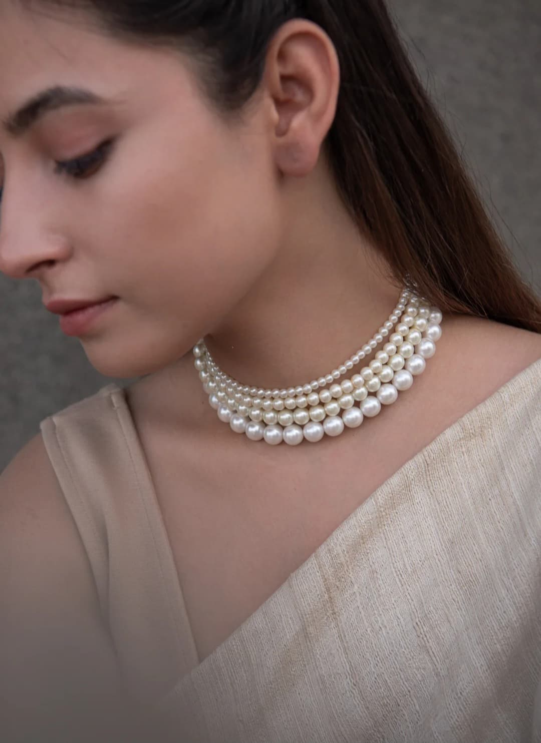 Multi-Layered Semi-Precious Pearl Choker