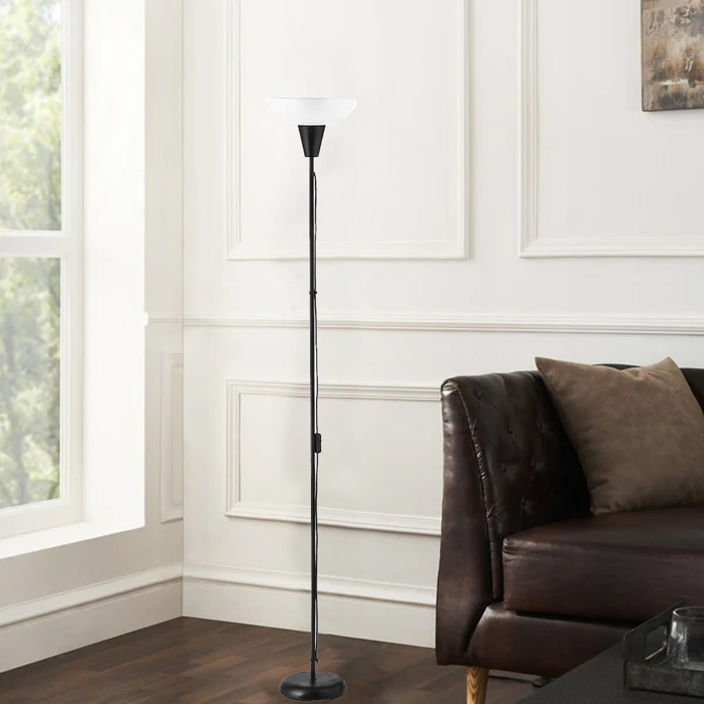 Modern LED Floor Lamp with Adjustable Height - 180 cm - Minimalist Design - Black - Flexible Gooseneck