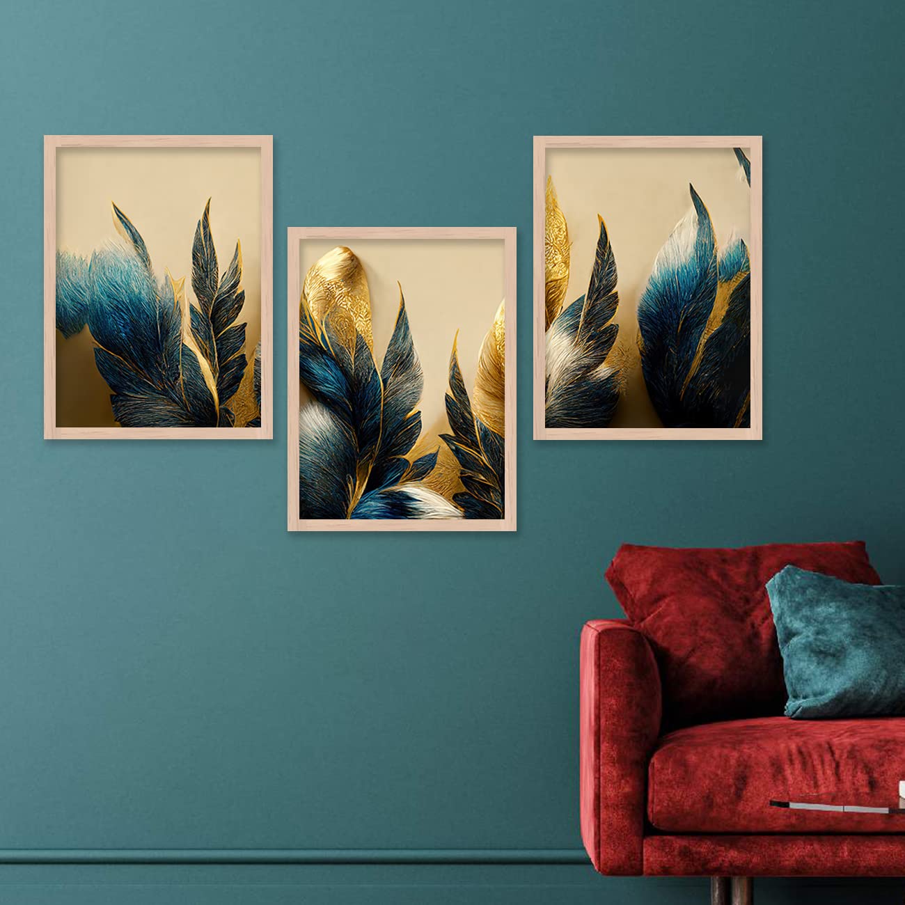 Wall Painting Set of 3 Modern Art 11x14 Inch Framed Canvas for Living Room Bedroom Decoration