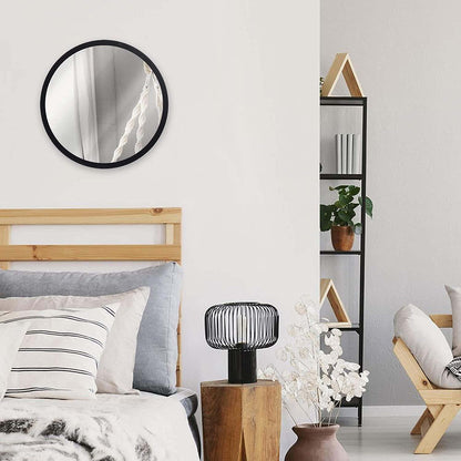 EFINITO Round Wall Mirror with Black Frame, Modern Decorative Mirror for Bathroom, Bedroom &amp; Living Room (12.6 Inch / 32 cm)