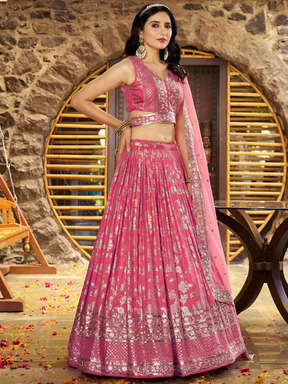 Tulsi Art Striking Peach Silk Reception Wear Lehenga Choli With Dupatta