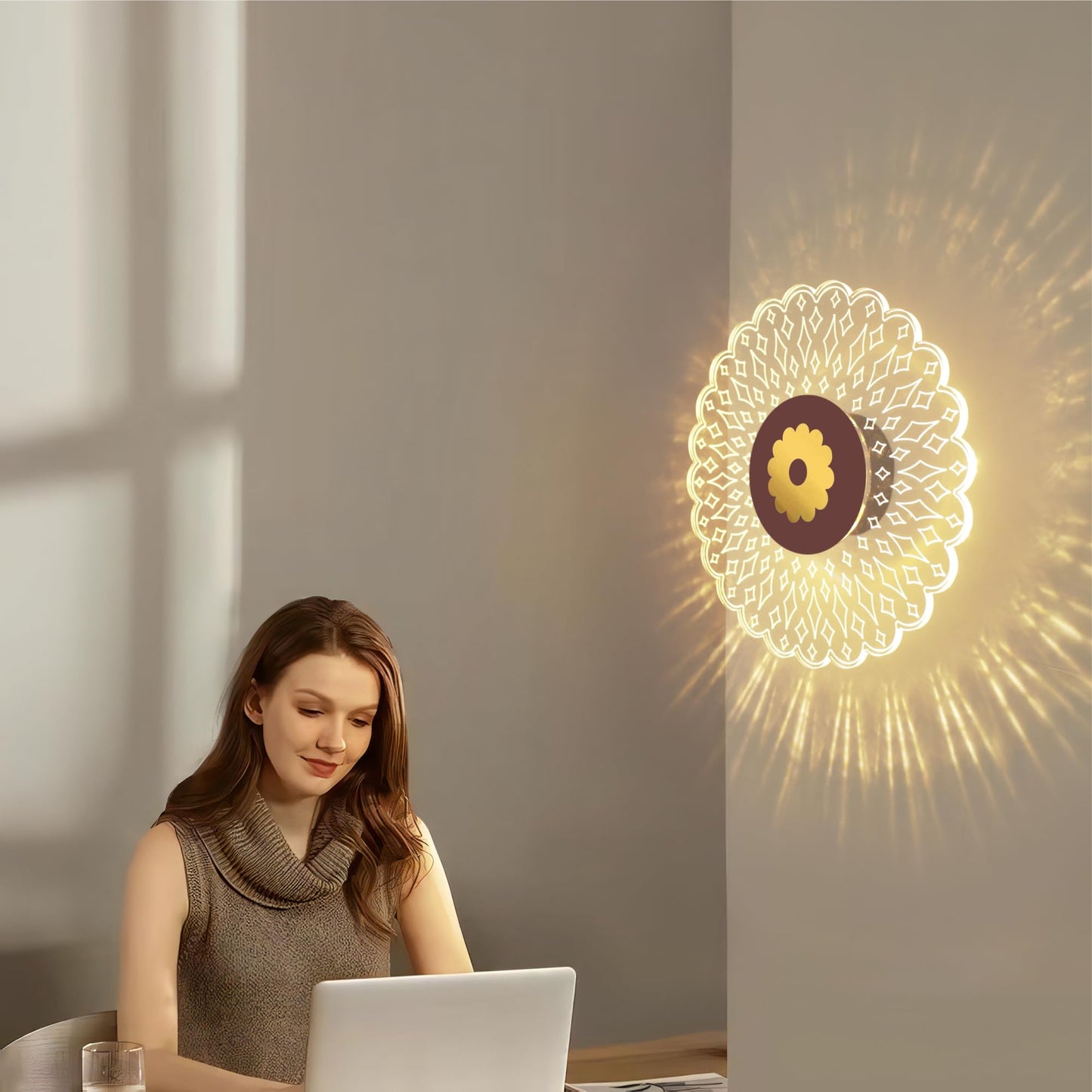 LED Wall Sconce with 3-in-1 Light Modes, Acrylic, 23cm, Modern Design