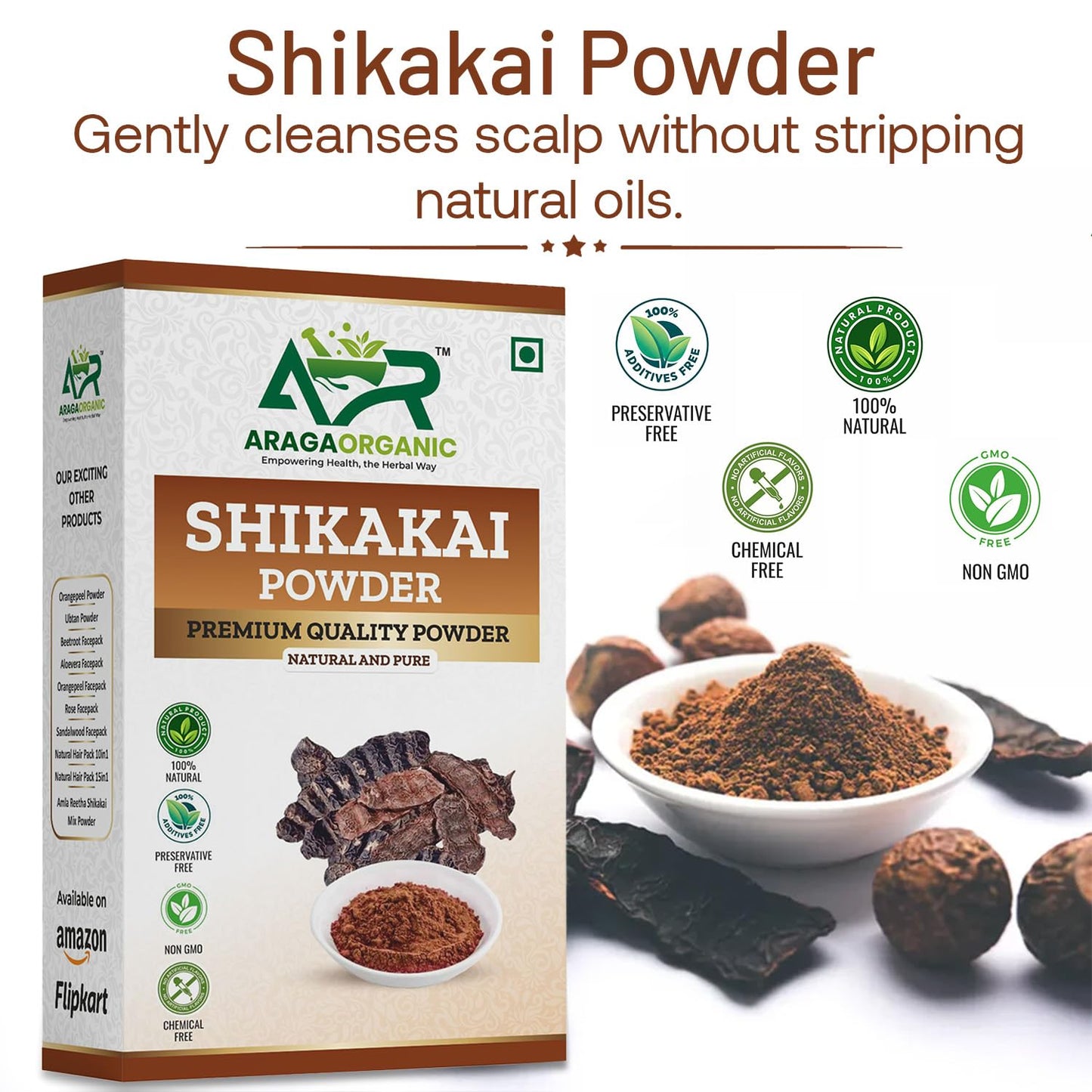 Natural Amla Reetha Shikakai Powder - Herbal Hair Cleanser 300g