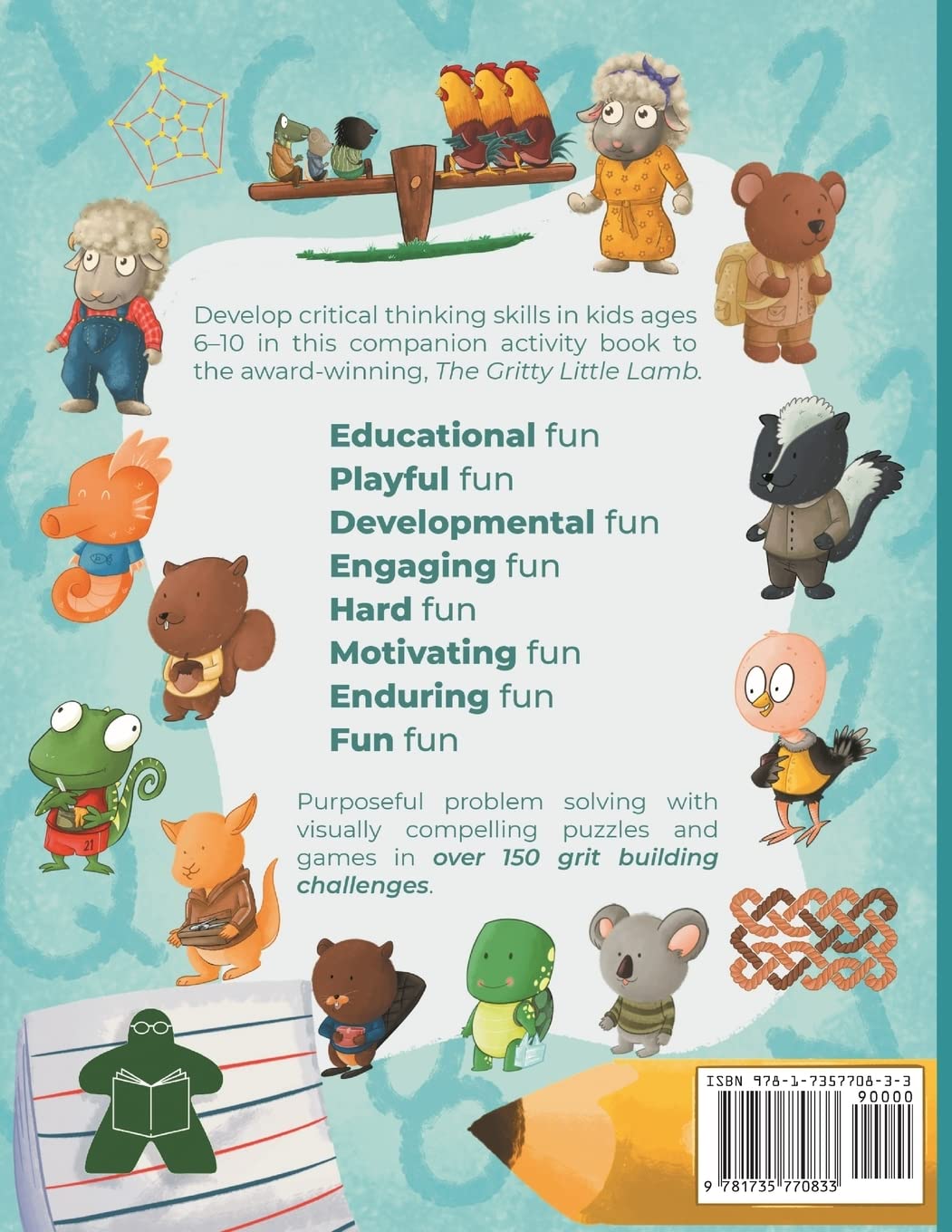 Logic Workbook for Gritty Kids: Spatial reasoning, math puzzles, word games, logic problems, activities, two-player games. (The Gritty Little Lamb ... & STEM skills in kids ages 6, 7, 8, 9, 10.) 