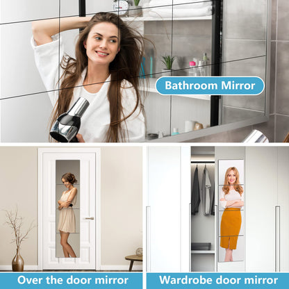Wall Mirror - Modern Acrylic Full Length Shatterproof - 12" x 12" - Wall-Mounted - 4 Pcs