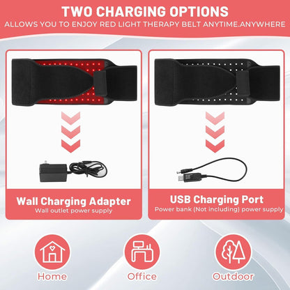 Red Light Therapy Belt Wrap with Timer, 660nm & 850nm, 315 LEDs, Adjustable Size for Back and Muscles