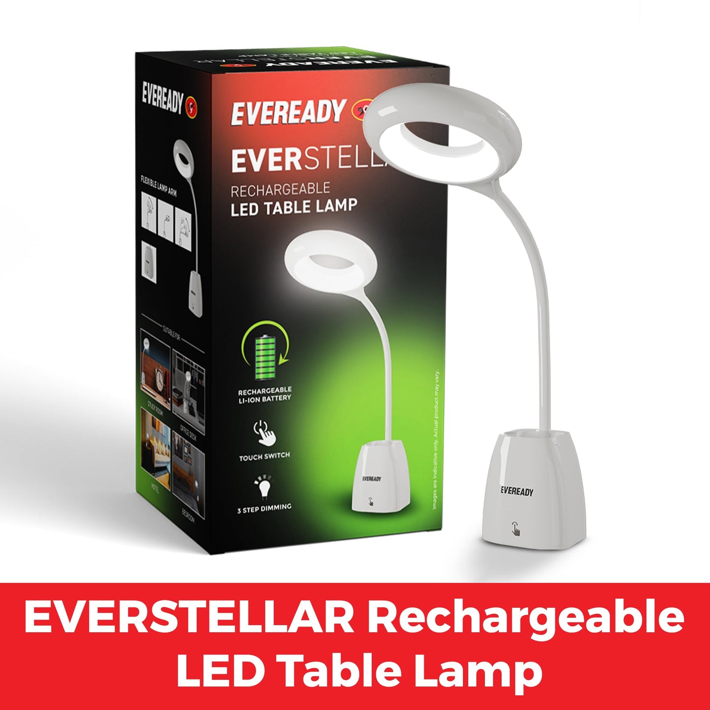 LED Table Lamp with Flexible Gooseneck, 3-Step Touch Dimming, USB Charging - Portable Light for Home & Office
