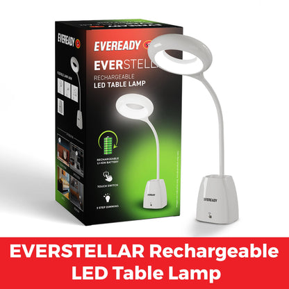 LED Table Lamp with Flexible Gooseneck, 3-Step Touch Dimming, USB Charging - Portable Light for Home & Office